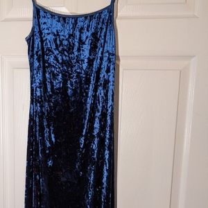 Blue and red, crushed velvet dress